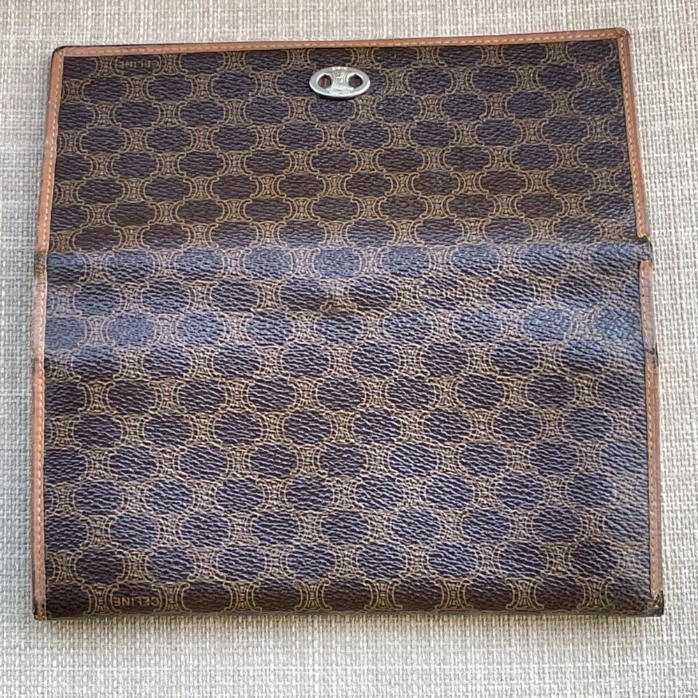 CELINE C Macadam Long Bifold Wallet Card Holder Leather Clutch Purse Made in Ita - Picture 5 of 12